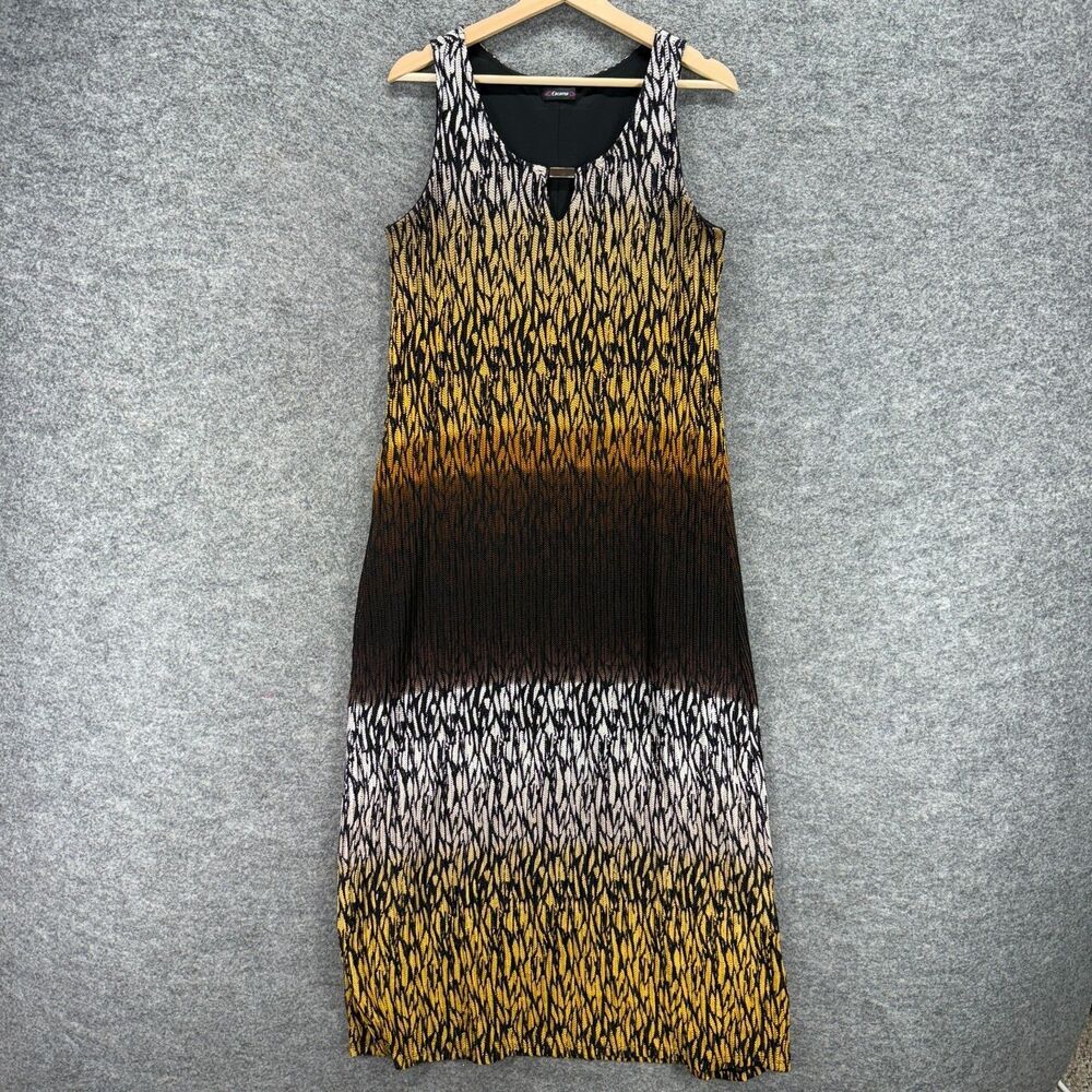 Cocomo Dress Women M Medium Black Geometric Maxi Long Sleeveless Round Neck